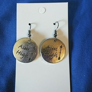 Handmade Sliver Aim High dangling earrings